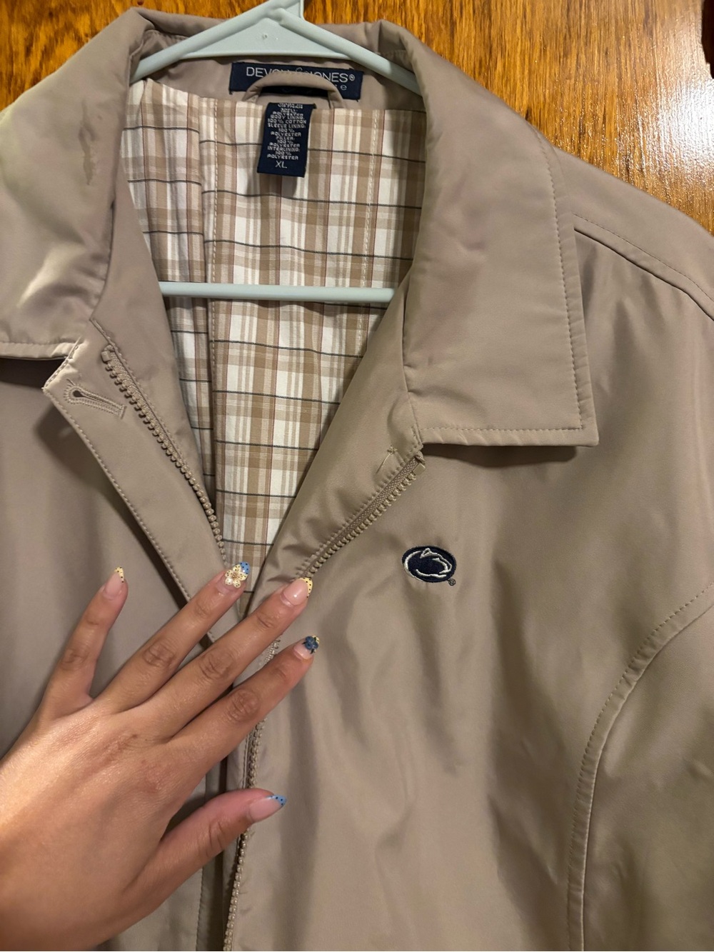 Devon & Jones Beige Windbreaker Jacket with Embroidered Logo
